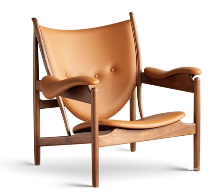 Customizable Antique Style Chieftain Chair Nappa Leather Ash Wood Single Chair