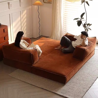 Custom Color Vacuum Compression Sofa Tofu Block Retro Corduroy Fabric Sofa Skeleton Free