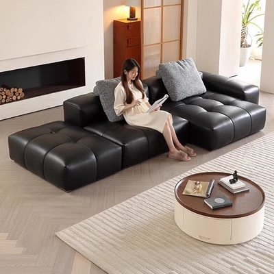 Commercial Hotel Living Room Leather Sofa Genuine Cowhide Modern Sectional Custom Size