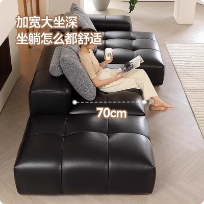 Commercial Hotel Living Room Leather Sofa Genuine Cowhide Modern Sectional Custom Size