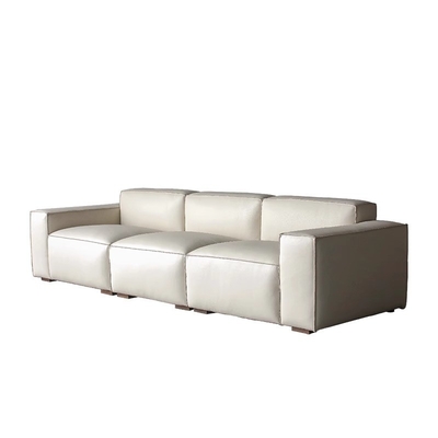Simple Living Room Straight Sectional Couch First Layer Cowhide Leather Sofa