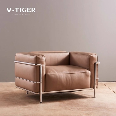 OEM Italian Minimalist Modern Leather Sofa , Simple Small First Layer Cowhide Art Sofa