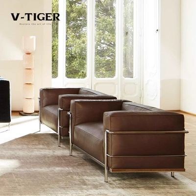 OEM Italian Minimalist Modern Leather Sofa , Simple Small First Layer Cowhide Art Sofa