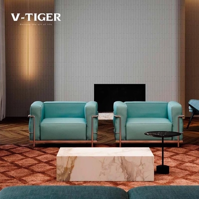 OEM Italian Minimalist Modern Leather Sofa , Simple Small First Layer Cowhide Art Sofa