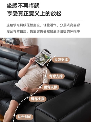 Light Luxury Living Room Modern Style Leather Couch Simple High End Leather Sofa