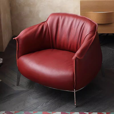 Minimalist Living Room Leisure Leather Single Sofa Chair With High Density Sponge