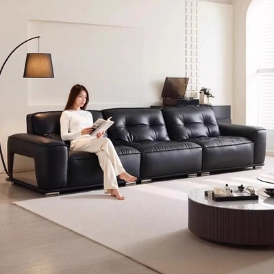 OEM Design Modern Leather Straight Sectional Sofa art deco For Small Apartment