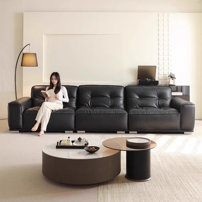 OEM Design Modern Leather Straight Sectional Sofa art deco For Small Apartment