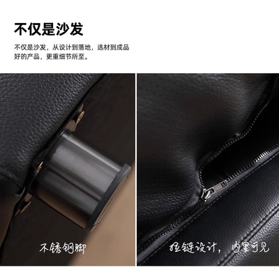 OEM ODM Black Modern Leather Couch Sofa For Living Room Large Apartment
