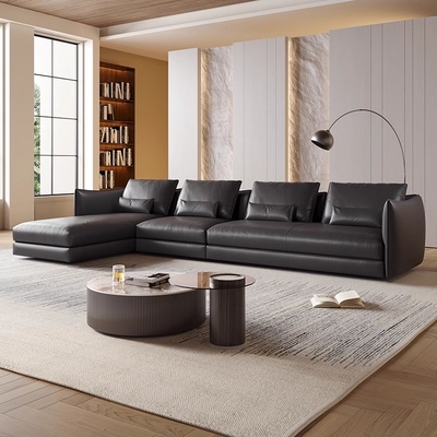 Leather Minimalist Luxury Villa Living Room Sofa Modern Leather Sectional Italian Type