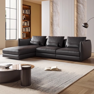 Leather Minimalist Luxury Villa Living Room Sofa Modern Leather Sectional Italian Type