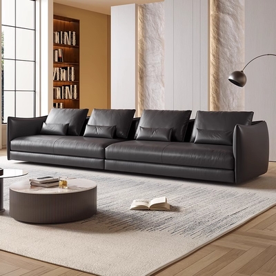 Leather Minimalist Luxury Villa Living Room Sofa Modern Leather Sectional Italian Type