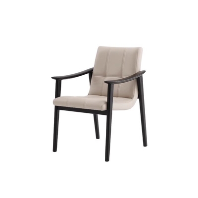 Home High End PU Leather Modern Dining Chair Solid Wood Frame Master Chair