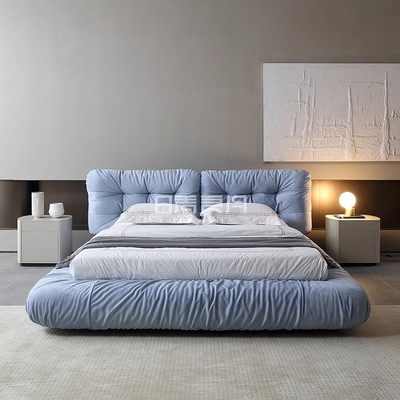 Italian Style Floating Home Bedroom Modern Fabric Bed 1.8m Queen Bed Customizable