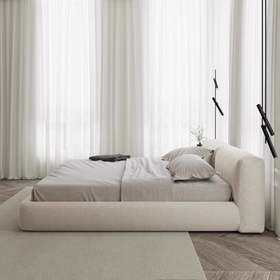 OEM ODM Modern Bedroom Large Bed High End Double Cream Fabric Wedding Bed