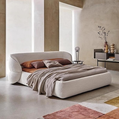 European Style Double Fabric Bed High Back Master Queen Bed 1.8m Modern