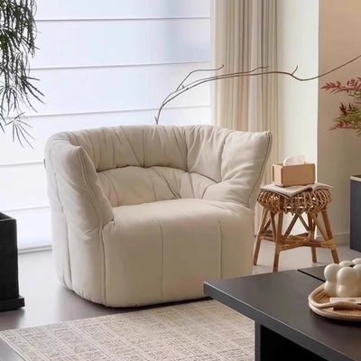 Cream Retro Lazy Vintage Single Sofa Chair Small Lounge Chair Single Person For Bedroom