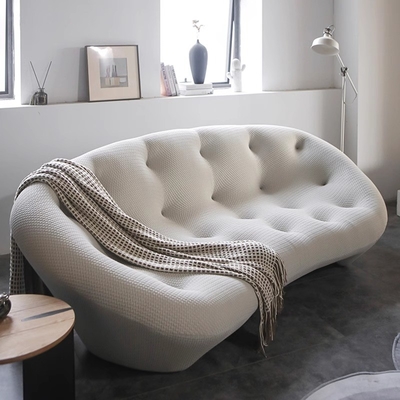 Fabric Shell Arc Shaped Living Room Sofa Modern Sleek Design	Bedroom Leisure Sofa