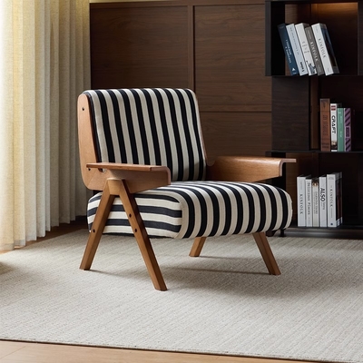Solid Wood Leisure Single Sofa Chair Leather Retro King Chair For Living Room Bedroom