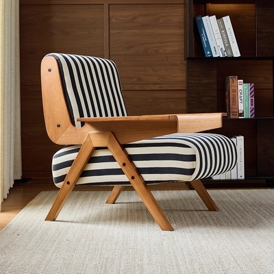 Solid Wood Leisure Single Sofa Chair Leather Retro King Chair For Living Room Bedroom