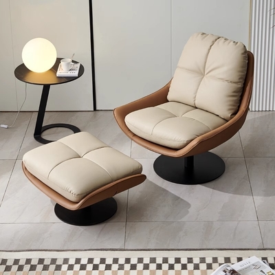 Retro Casual Leather Single Sofa Bed Chair Luxury Modern Style One Seater Lounge Chair