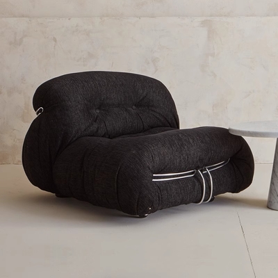 French Retro Fabric Single Sofa Chair Lazy Lounge Chair For Living Room And Bedroom