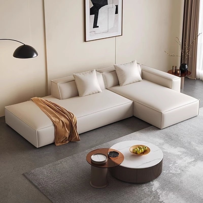 Italian Style Leather Living Room Sofa Modern Design Sectional Couch For Home Hotel