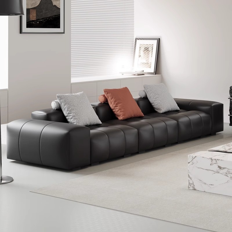Light Luxury Living Room Leather Sofa Cowhide Layer Modern Modular Leather Sofa