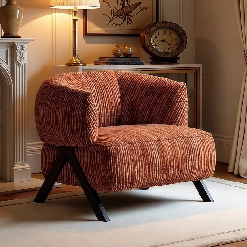 Living Room Balcony Leisure Single Sofa Chair Solid Wood Modern Single Lounge Chair